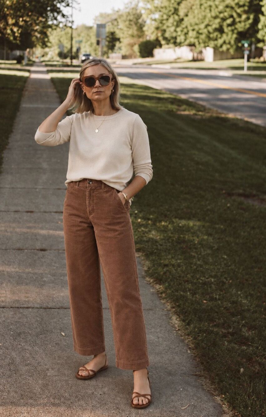 NWOT EVERLANE THE CORDUROY WIDE-LEG PANT honey tan, Sz 12 $100 G10